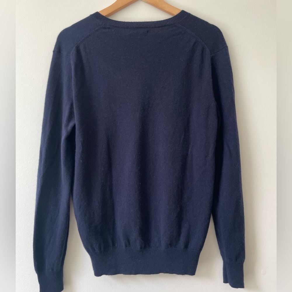 Brooks Brothers Pure Cashmere Navy V-neck Sweater Size M - Picture 5 of 7